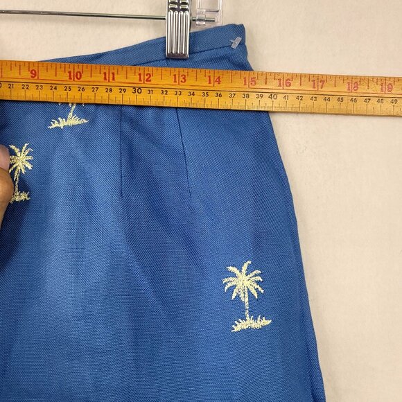 Vintage Talbots Womens Palm Tree Embroidered Blue Irish Linen Pants Size 10 - Picture 7 of 9